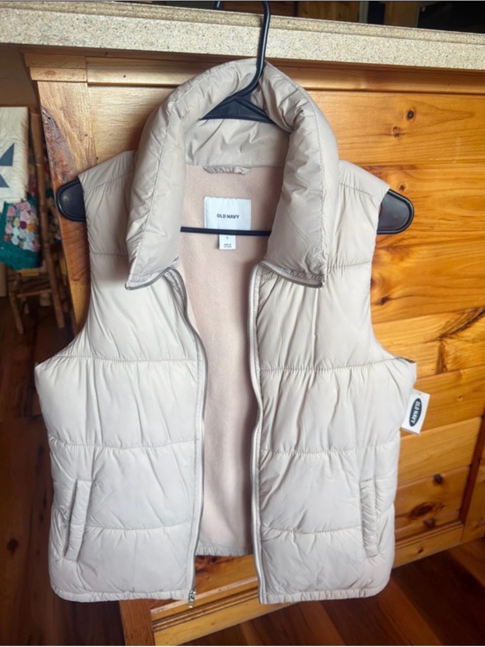 Old Navy Tan Quilted Puffer Vest